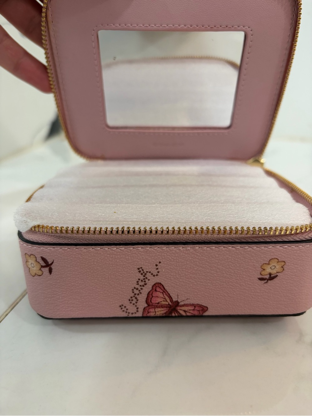 Pink Butterfly Print Coach Jewelry Case - Picture 5 of 6